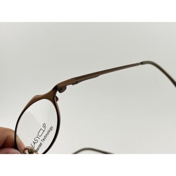 EASYCLIP Titanium - Brown Oval QUEST 446 48-20-140 Eyeglass Frames - Picture 3 of 7